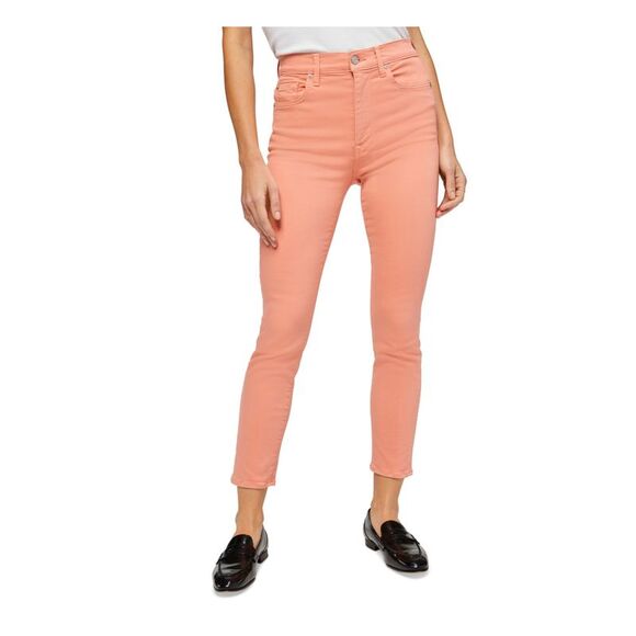 7 FOR ALL MANKIND Denim - 7 FOR ALL MANKIND Womens Straight leg Jeans Pink Crop High-rise Denim Juniors 28